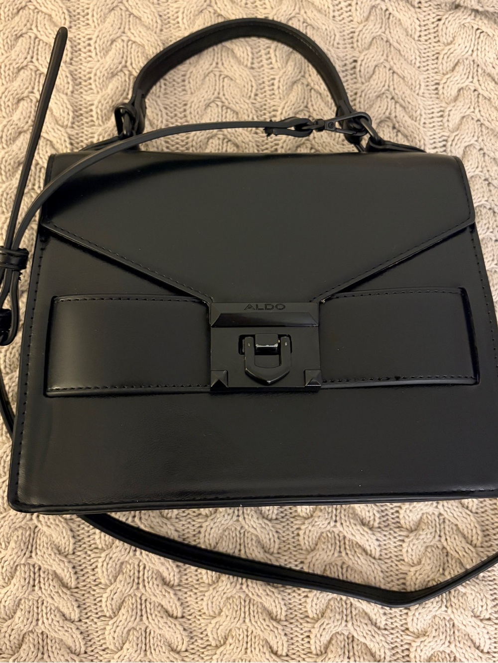 ALDO Black Top-Handle Satchel with Removable Strap